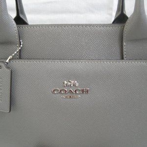 Coach Gray Pebbled Leather Satchel Handbag with matching wallet